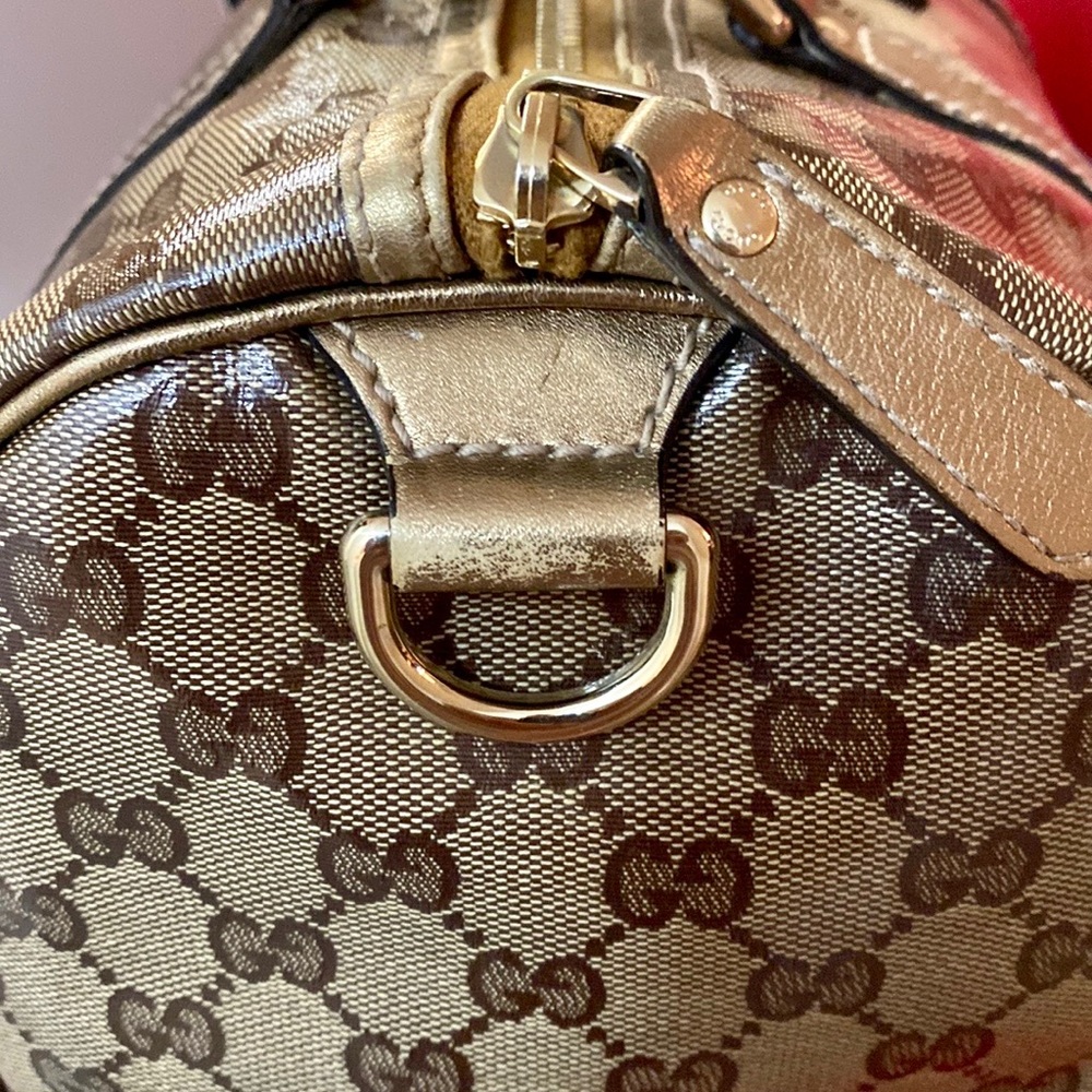AUTHENTIC GUCCI BOSTON JOY PEWTER BROWN COATED BRONZE BAG - Picture 6 of 15